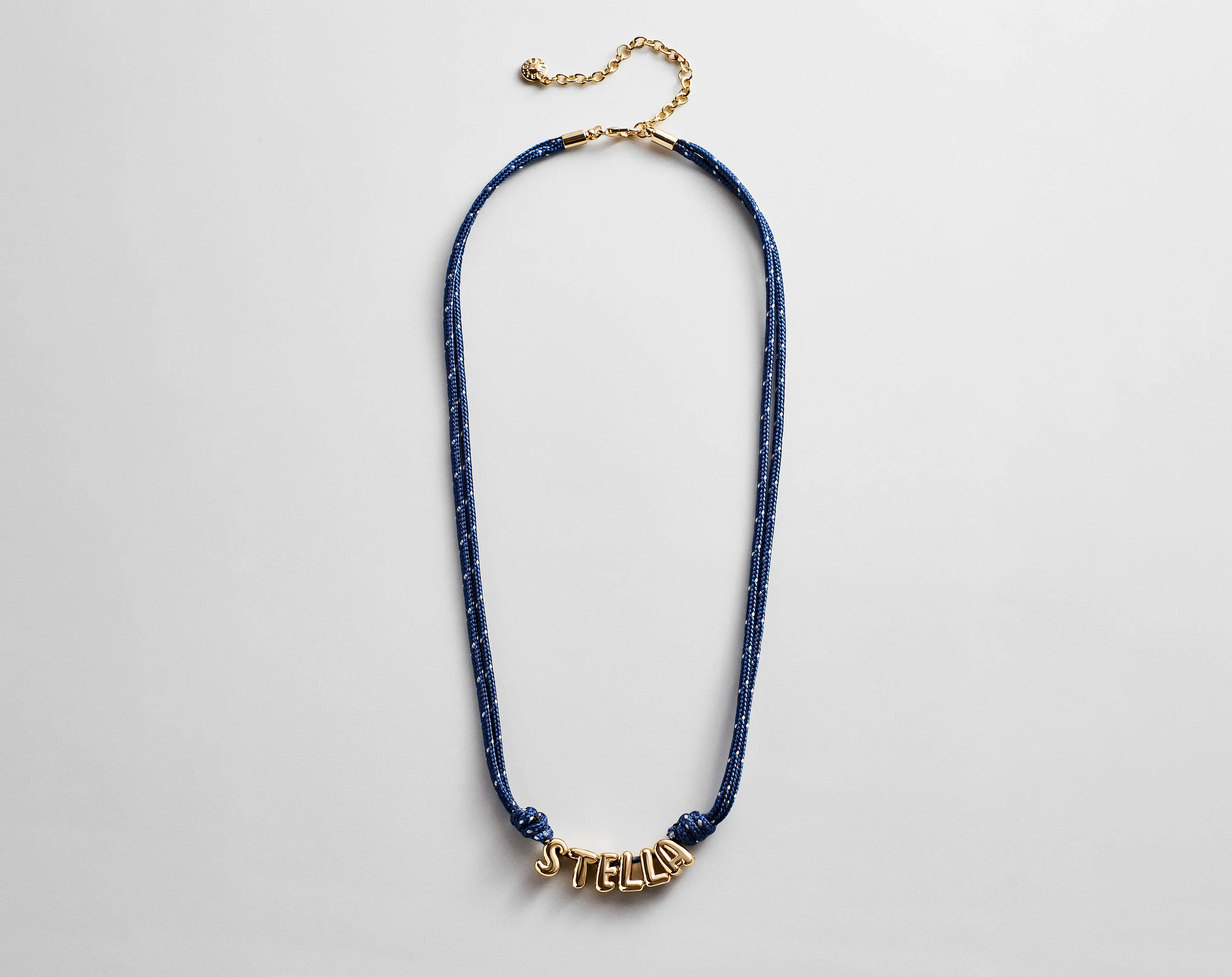 Bubble Letter Custom Paracord Necklace - Navy/White - Image 3