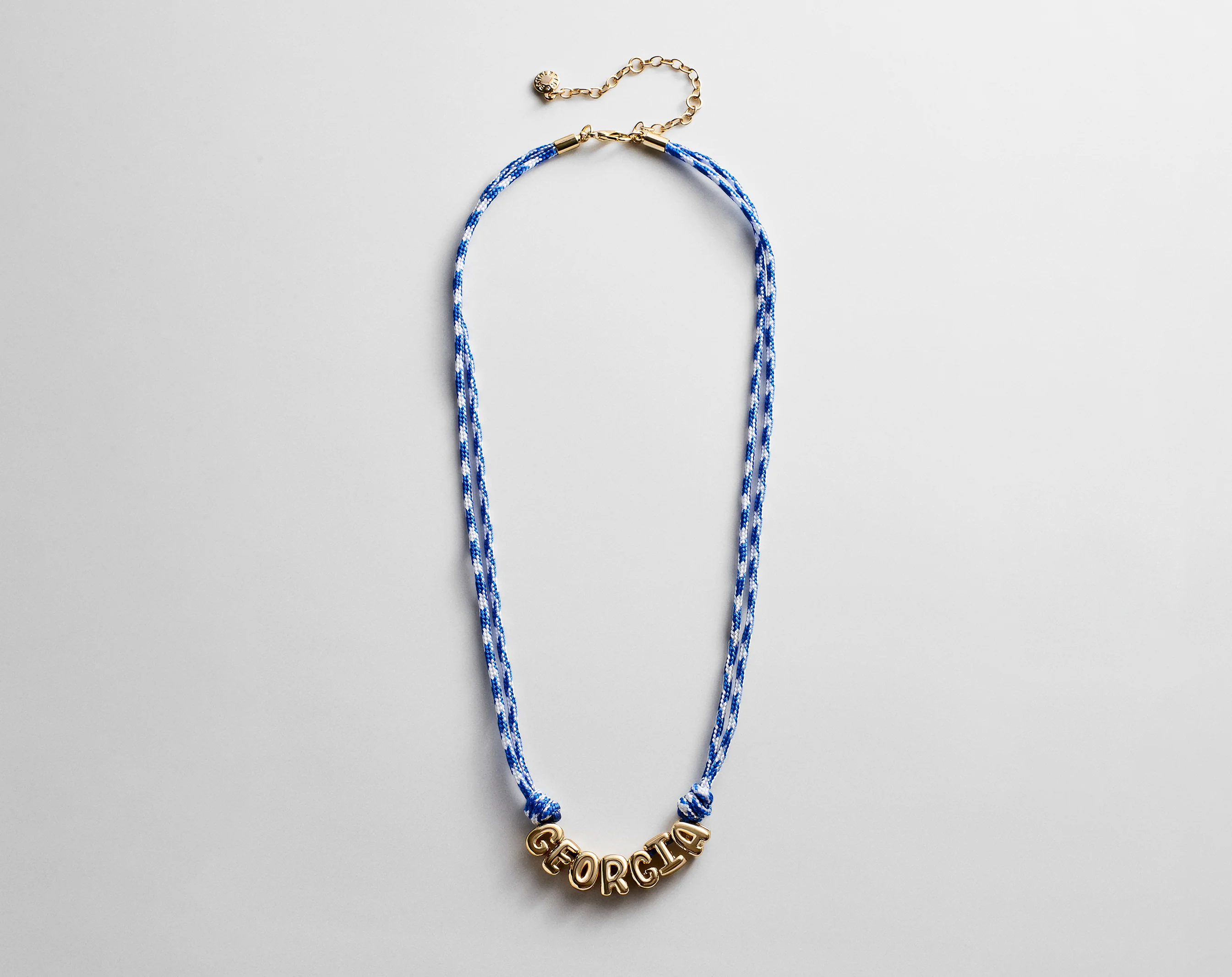 Bubble Letter Custom Paracord Necklace - Blue/White - Image 3