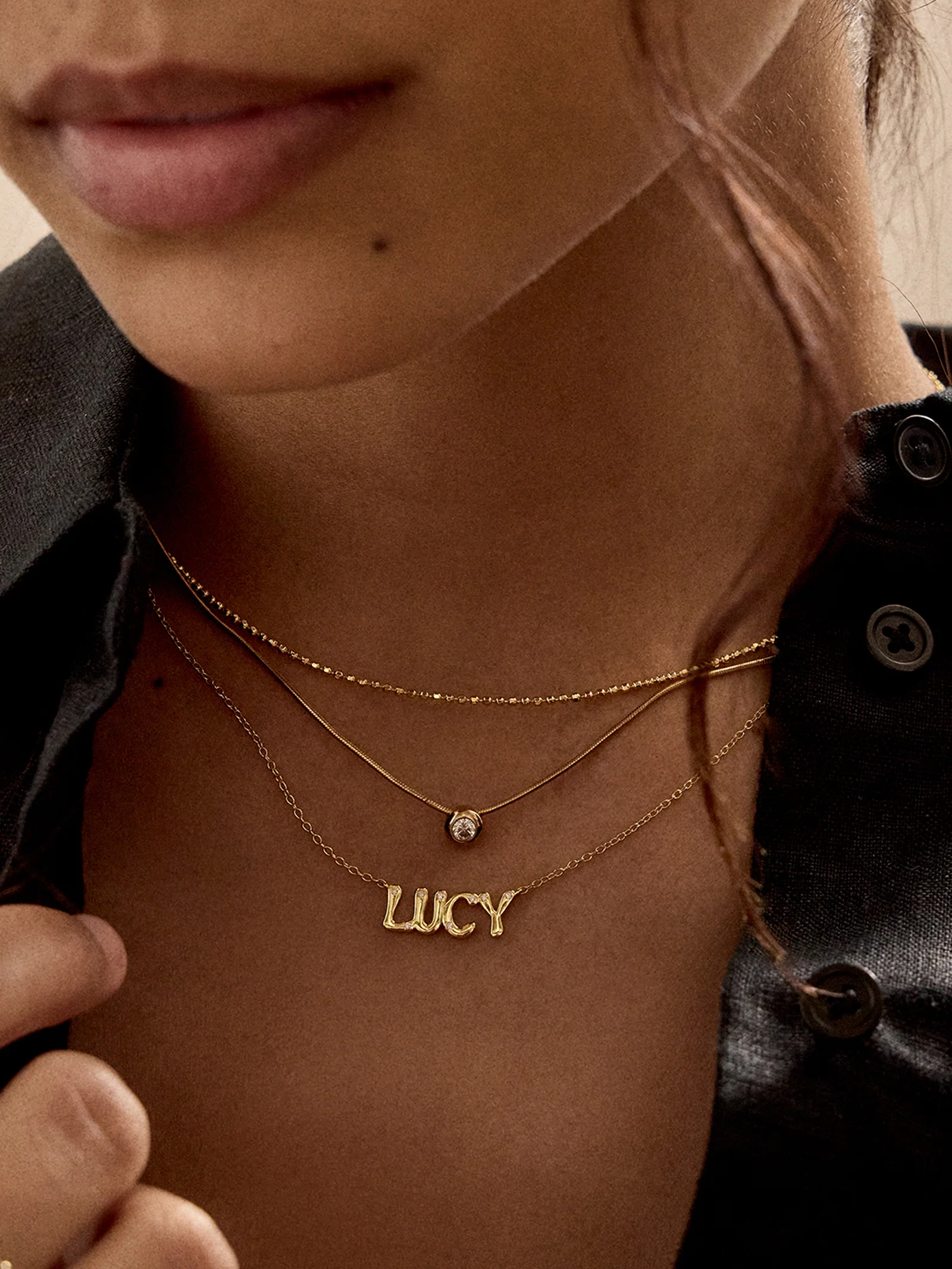 14K Gold Custom Nameplate Necklace - Bubble - Image 4