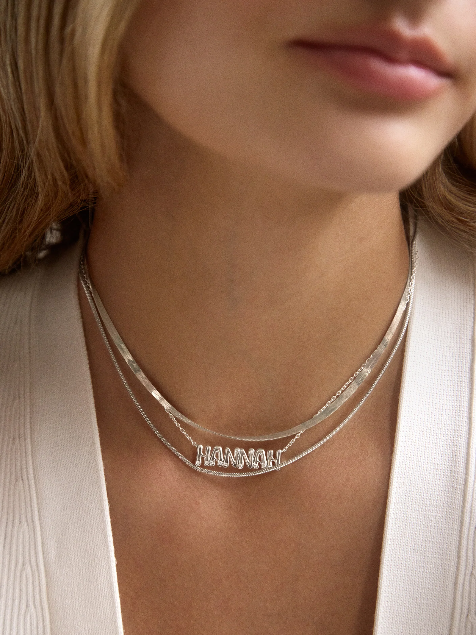 14K Gold Custom Nameplate Necklace - Bubble - Image 7