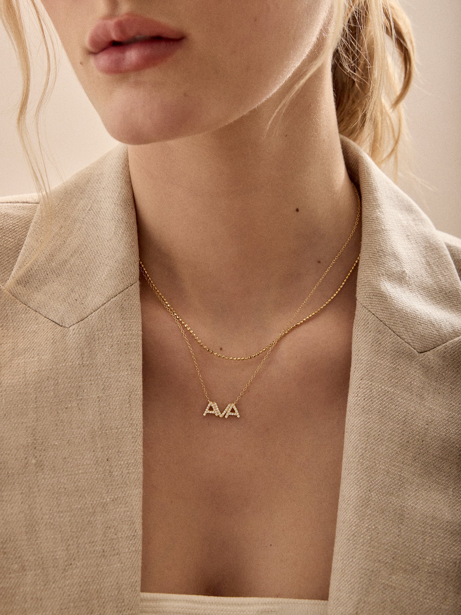 14K Gold Custom Nameplate Necklace - Organic - Image 10