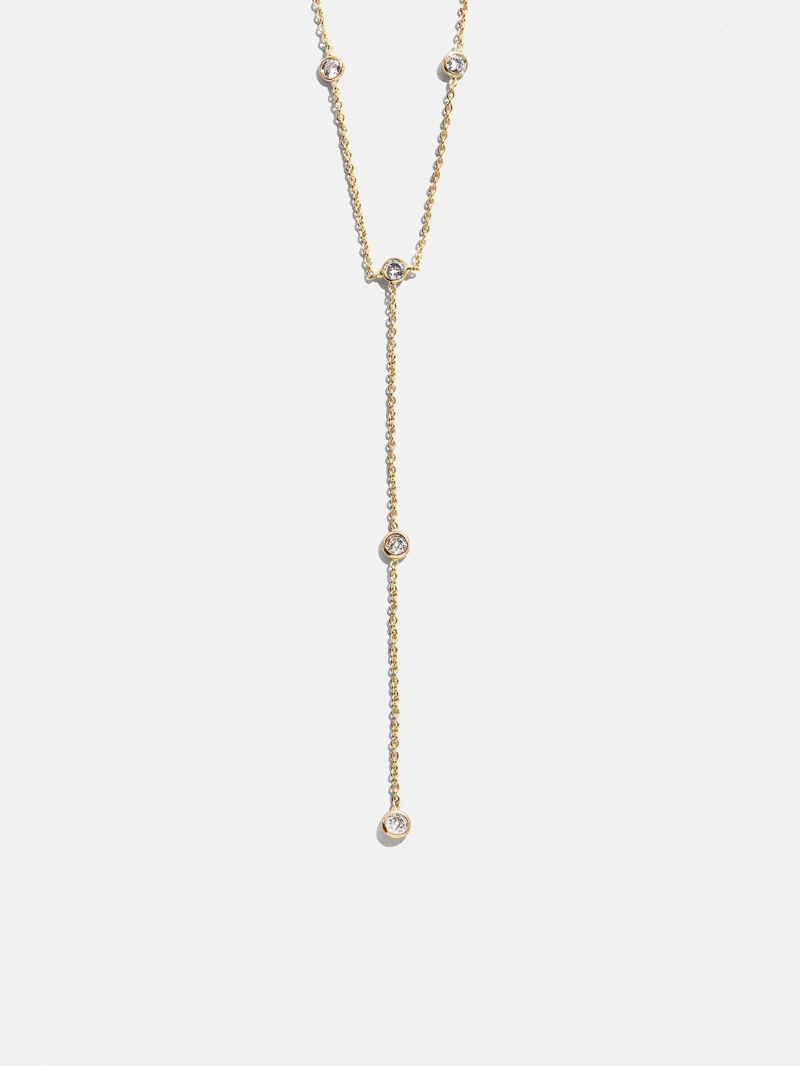 Yasmine Gold Lariat Necklace - Gold/Pavé