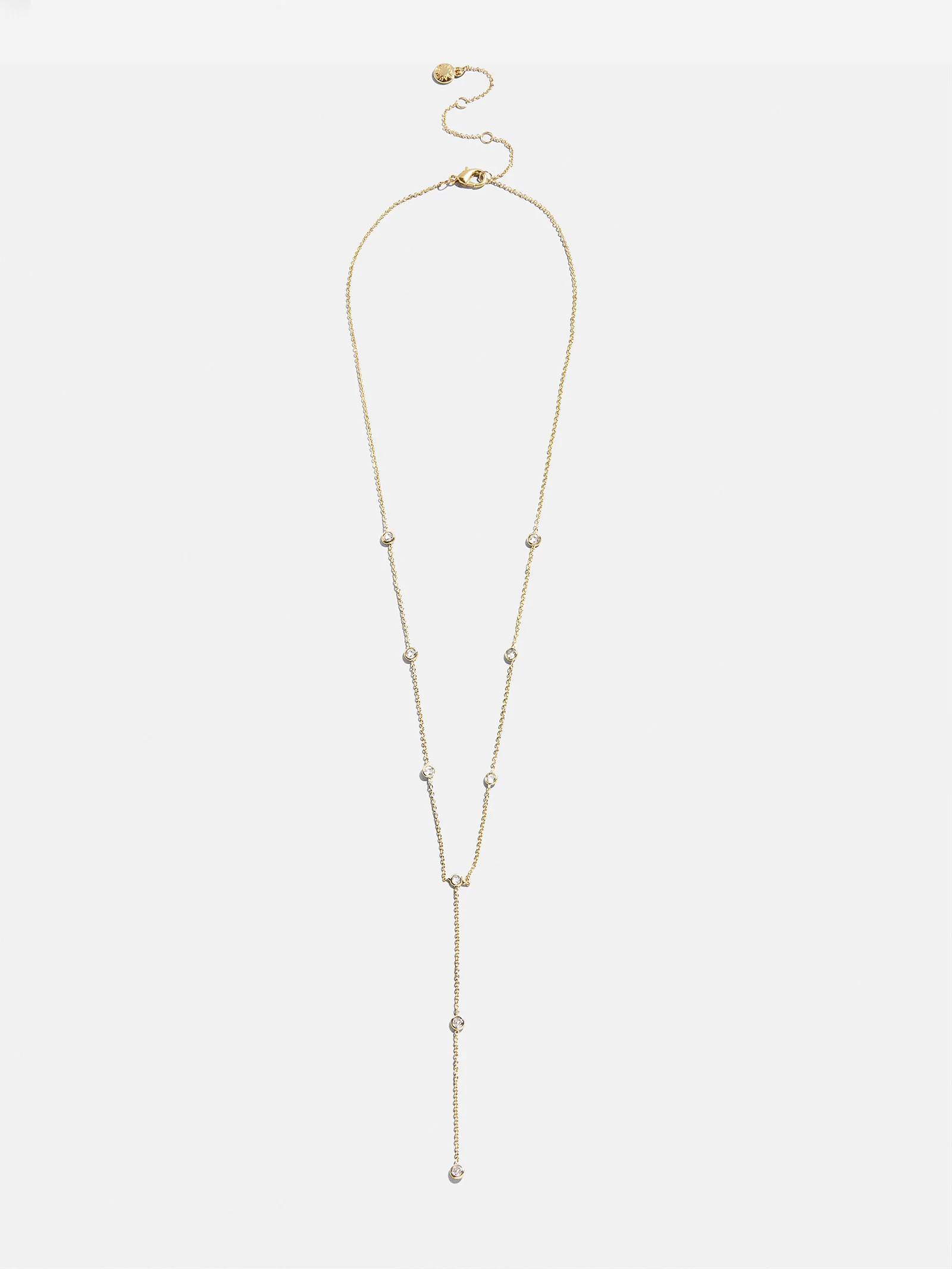 Yasmine Gold Lariat Necklace - Gold/Pavé - Image 3