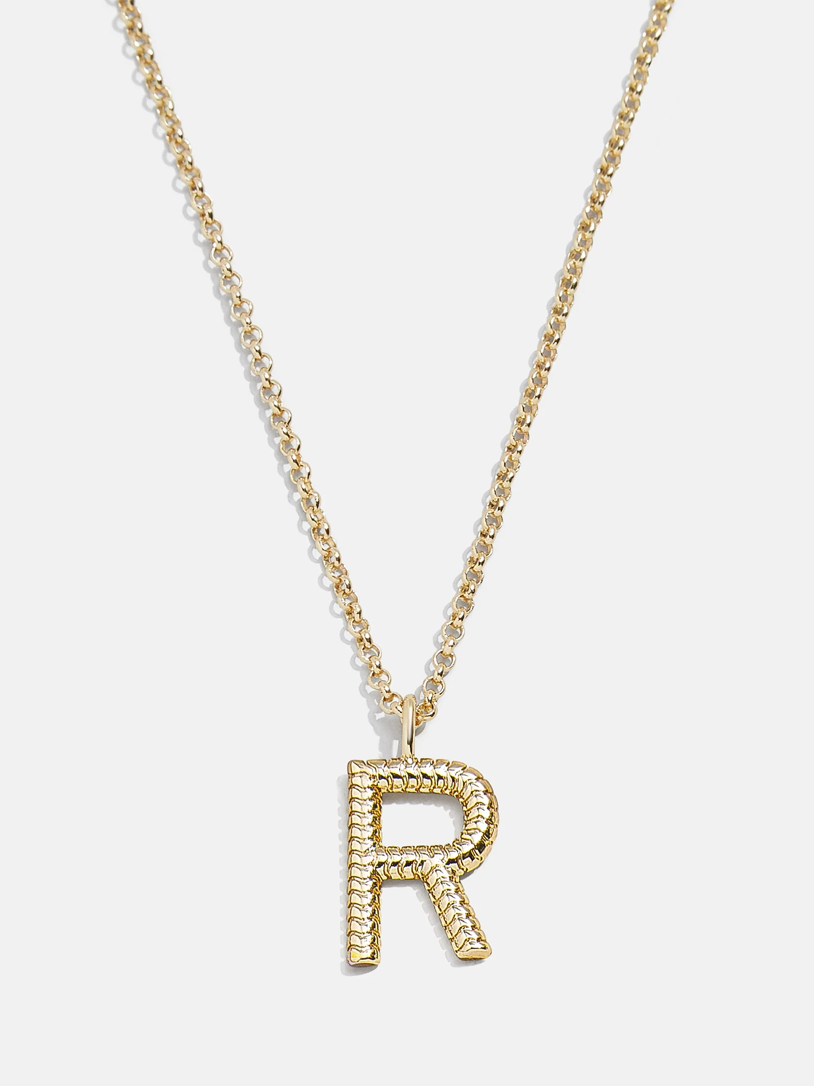 Classic Initial Necklace - Ribbed Initial - Image 20