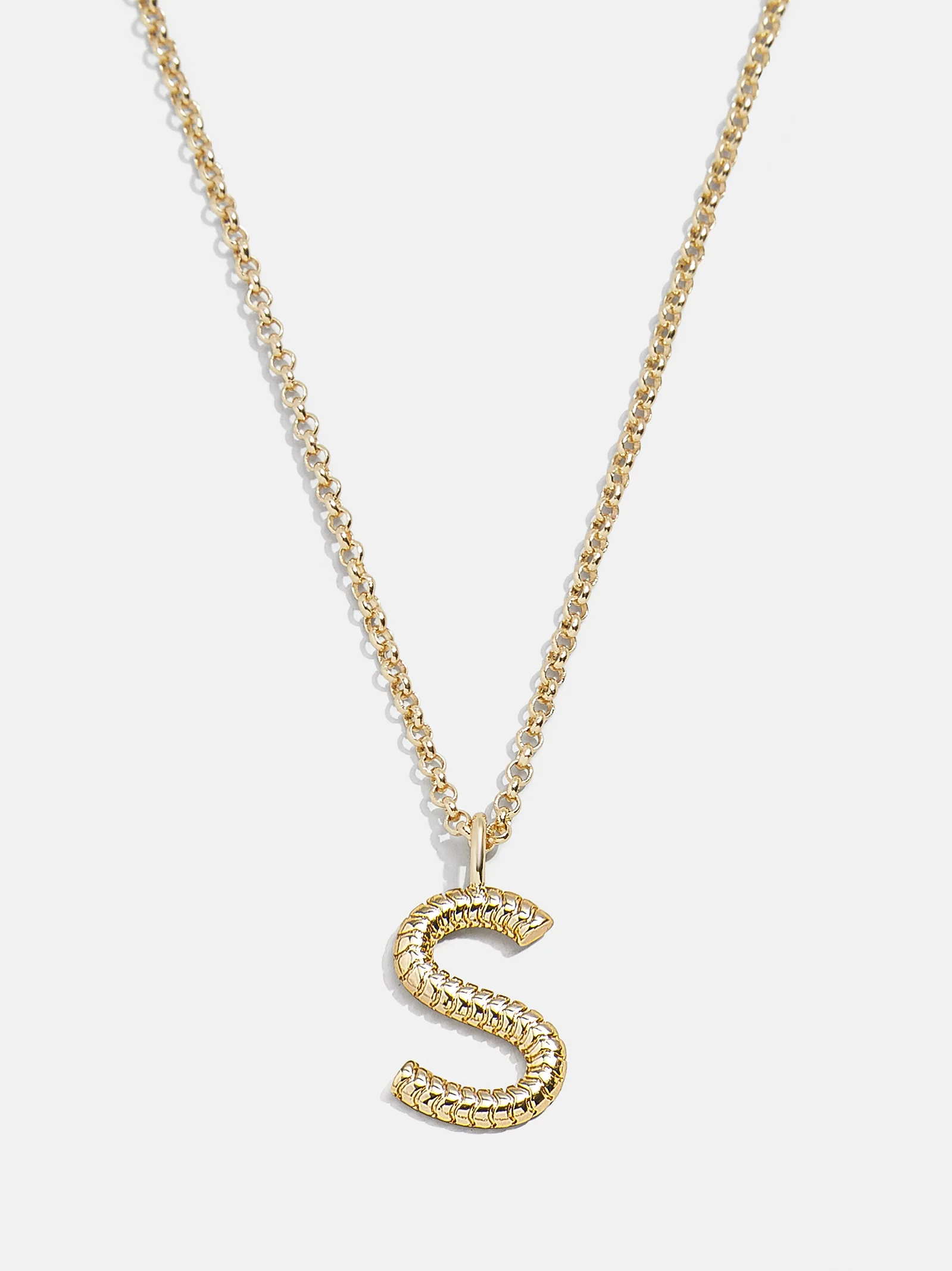 Classic Initial Necklace - Ribbed Initial - Image 21