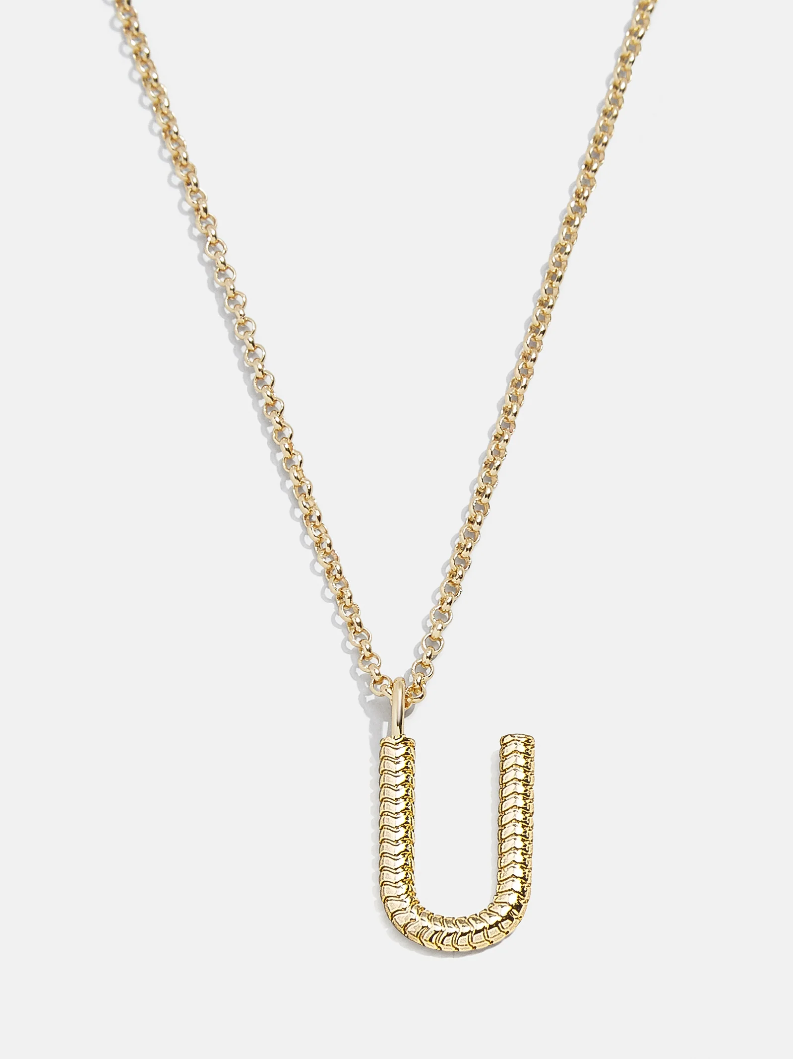 Classic Initial Necklace - Ribbed Initial - Image 23