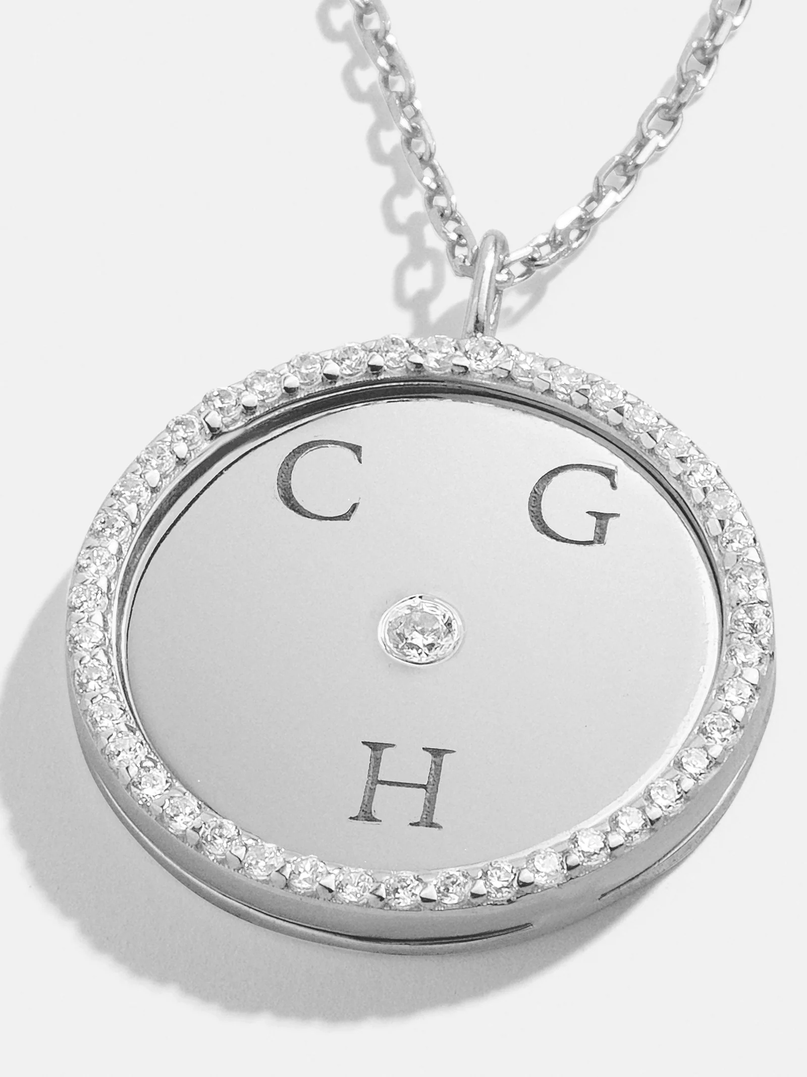 Classic Sterling Silver Custom Medallion Necklace - Pavé/Silver - Image 3