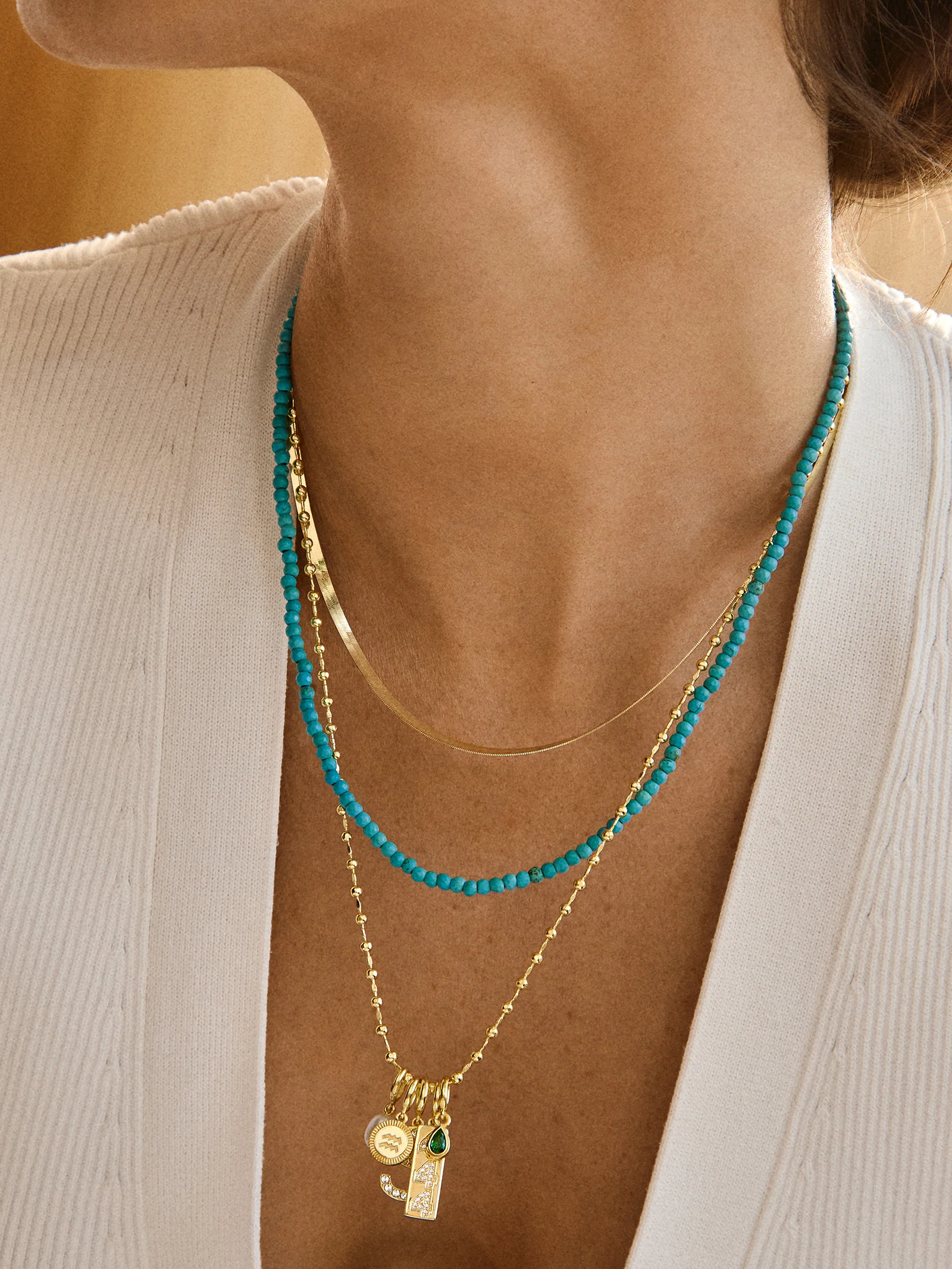 Cluster Charm Necklace Chain  - Gold Ball Chain - Image 2