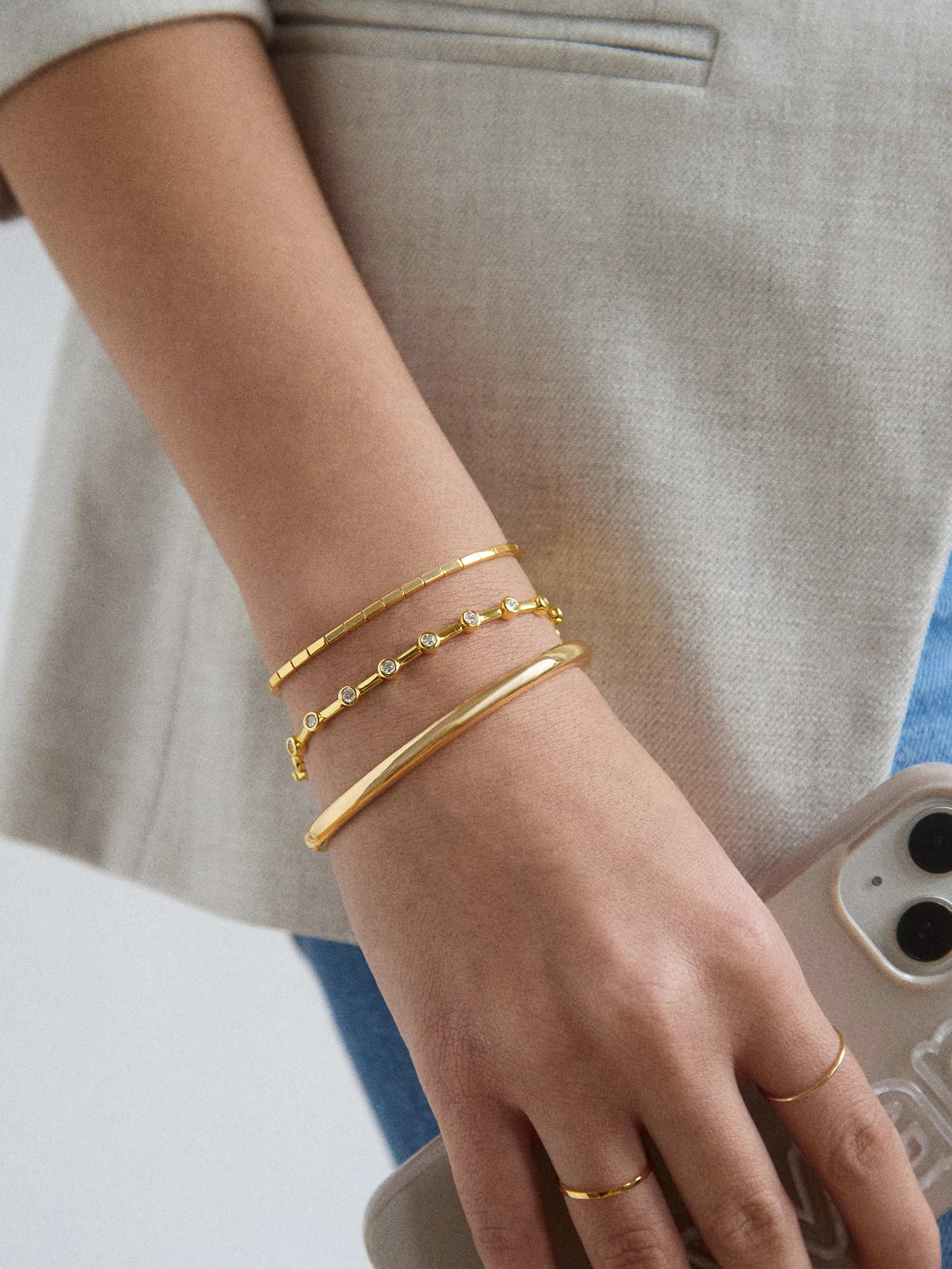 Eve 18K Gold Tennis Bracelet - Gold/Pavé - Image 2