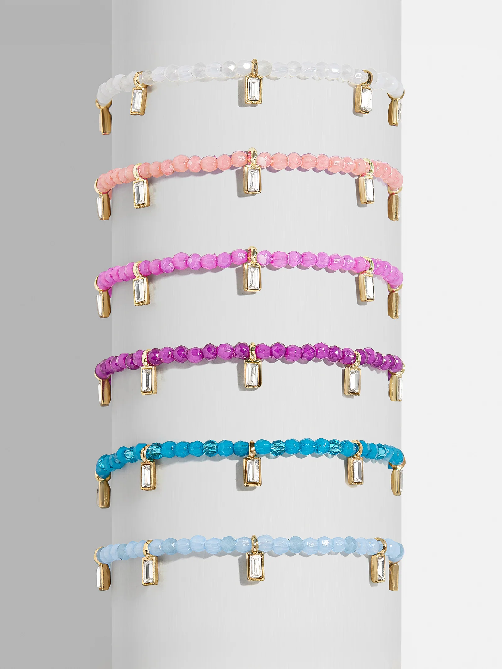 Crystal Beaded Bracelet - Magenta