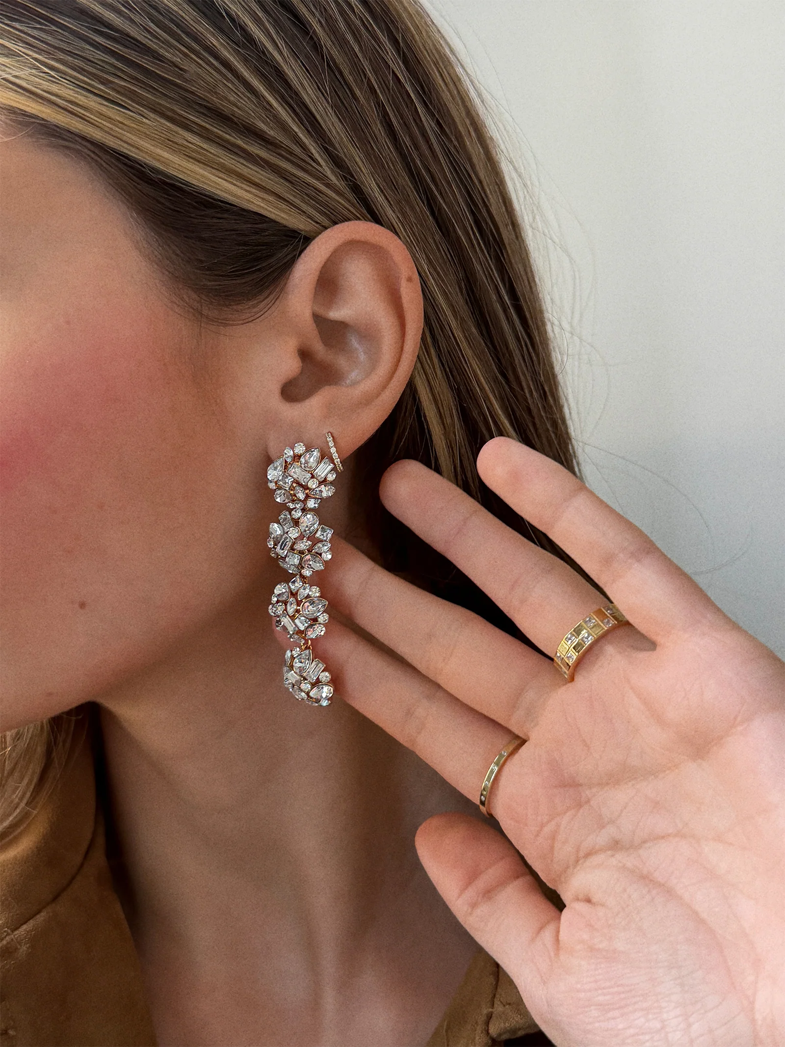 Crystal Cluster Statement Drops - Gold/Pavé - Image 2