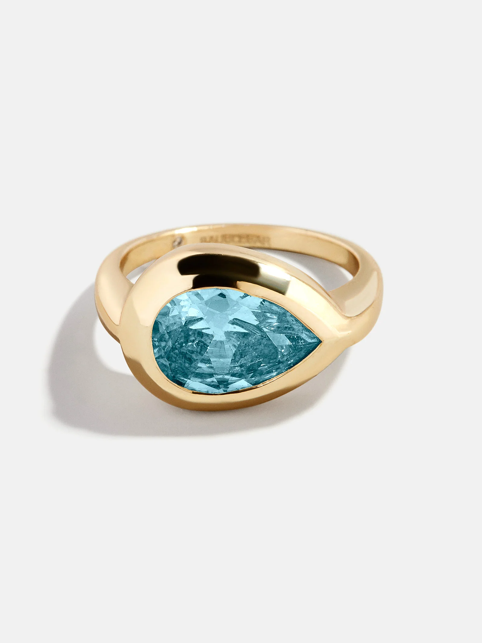 Gold Cubic Zirconia Custom Birthstone Ring - Aquamarine - Image 3