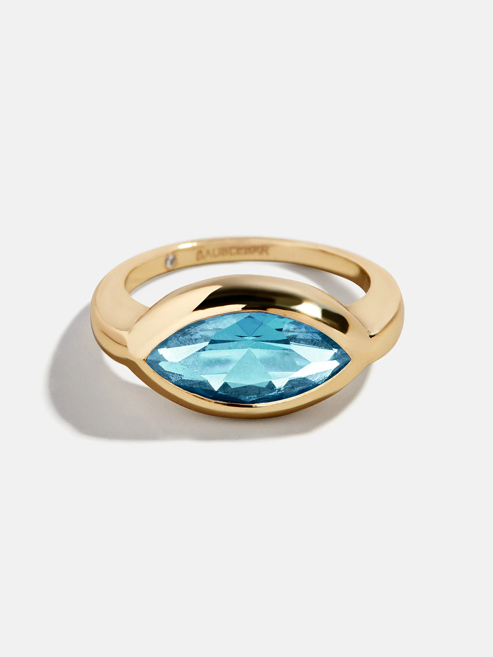 Gold Cubic Zirconia Custom Birthstone Ring - Aquamarine - Image 5