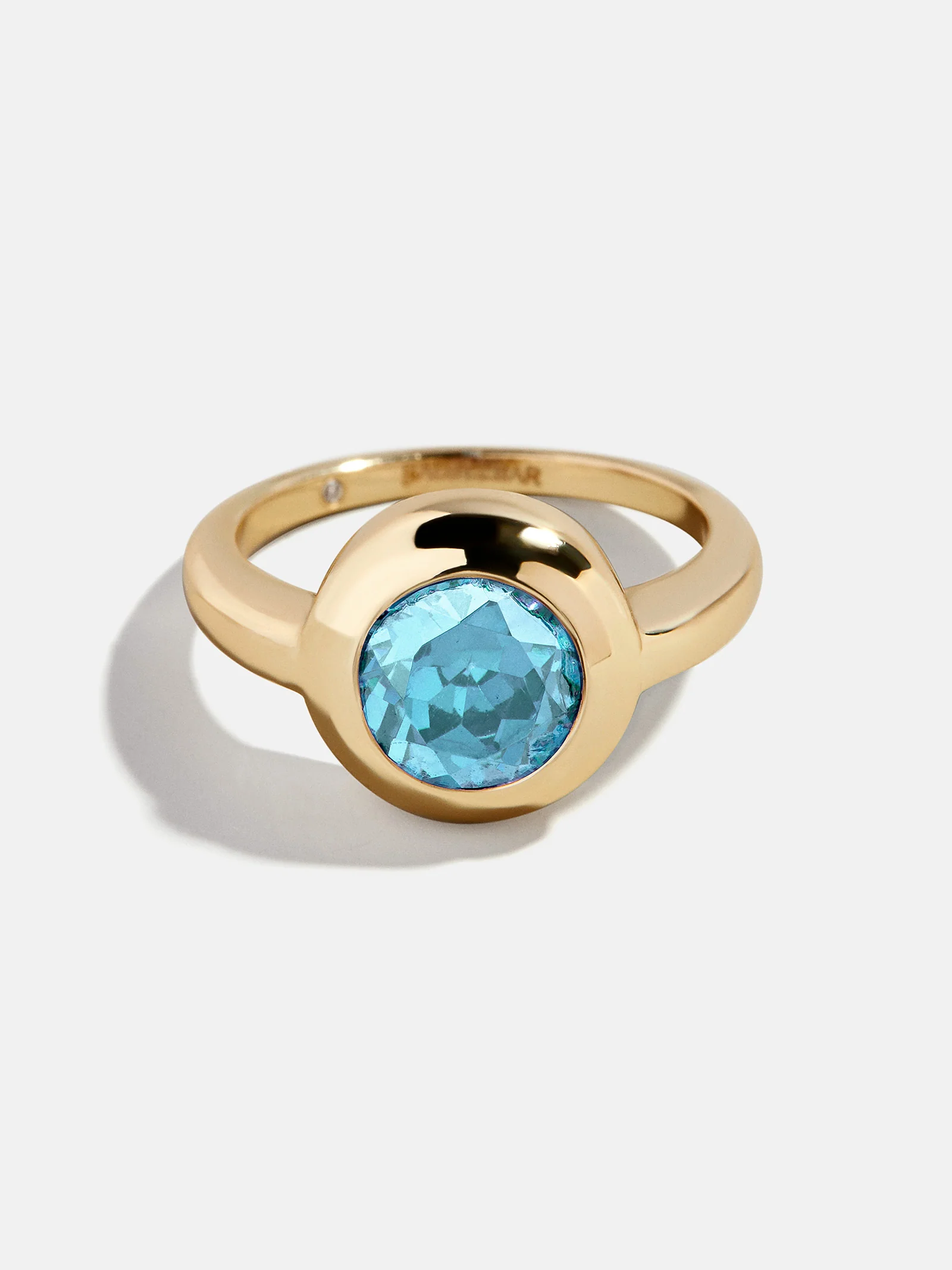 Gold Cubic Zirconia Custom Birthstone Ring - Aquamarine - Image 7