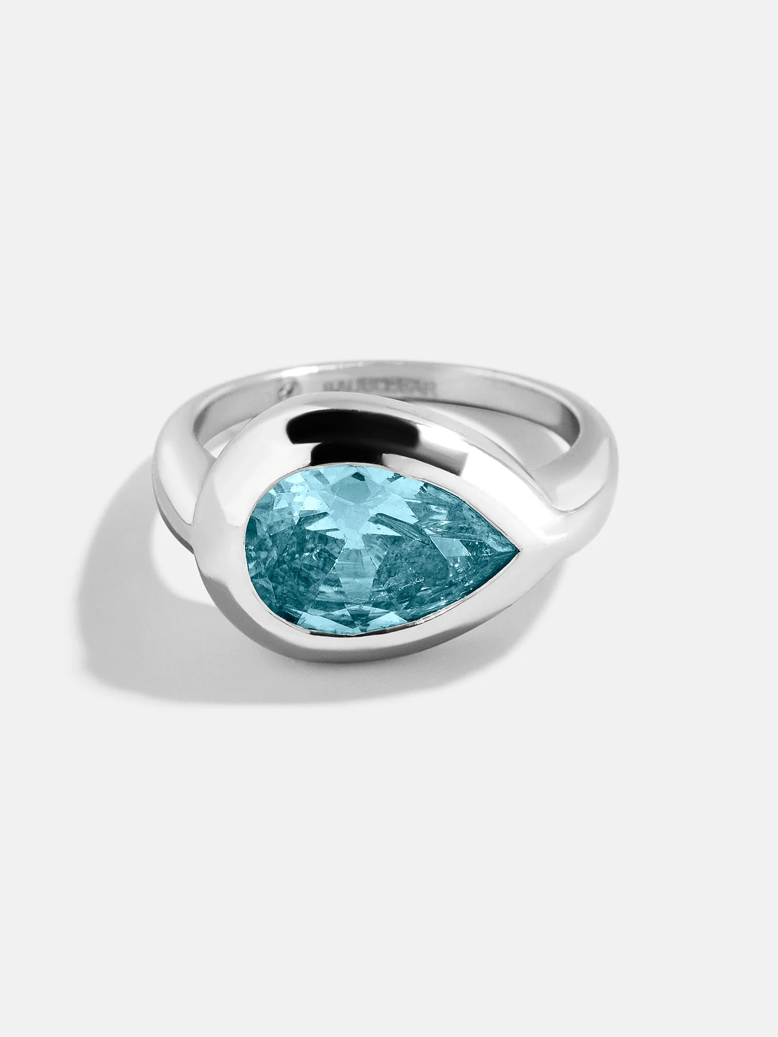 Silver Cubic Zirconia Custom Birthstone Ring - Aquamarine - Image 3