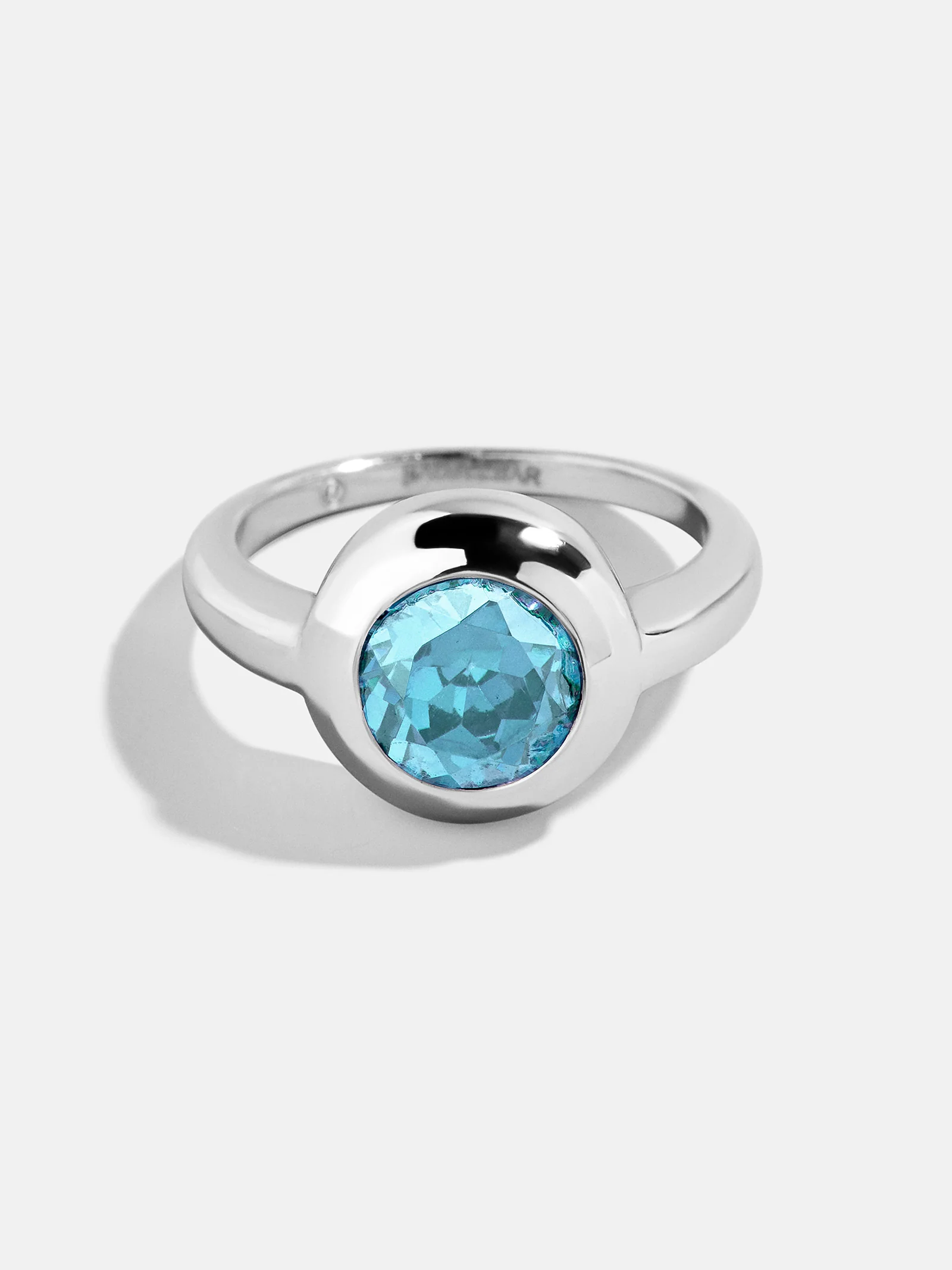 Silver Cubic Zirconia Custom Birthstone Ring - Aquamarine - Image 7