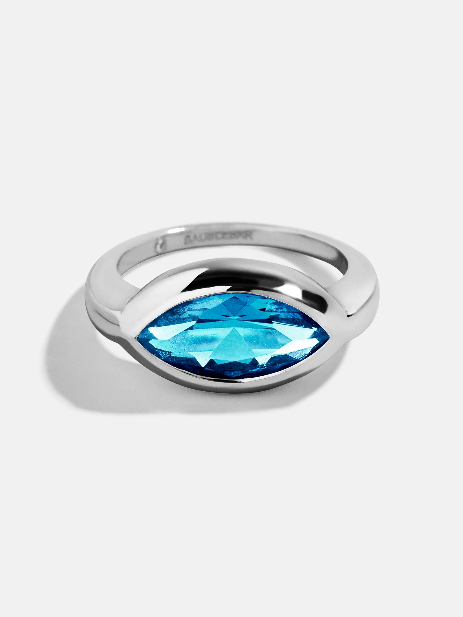 Silver Cubic Zirconia Custom Birthstone Ring - Blue Zircon - Image 5