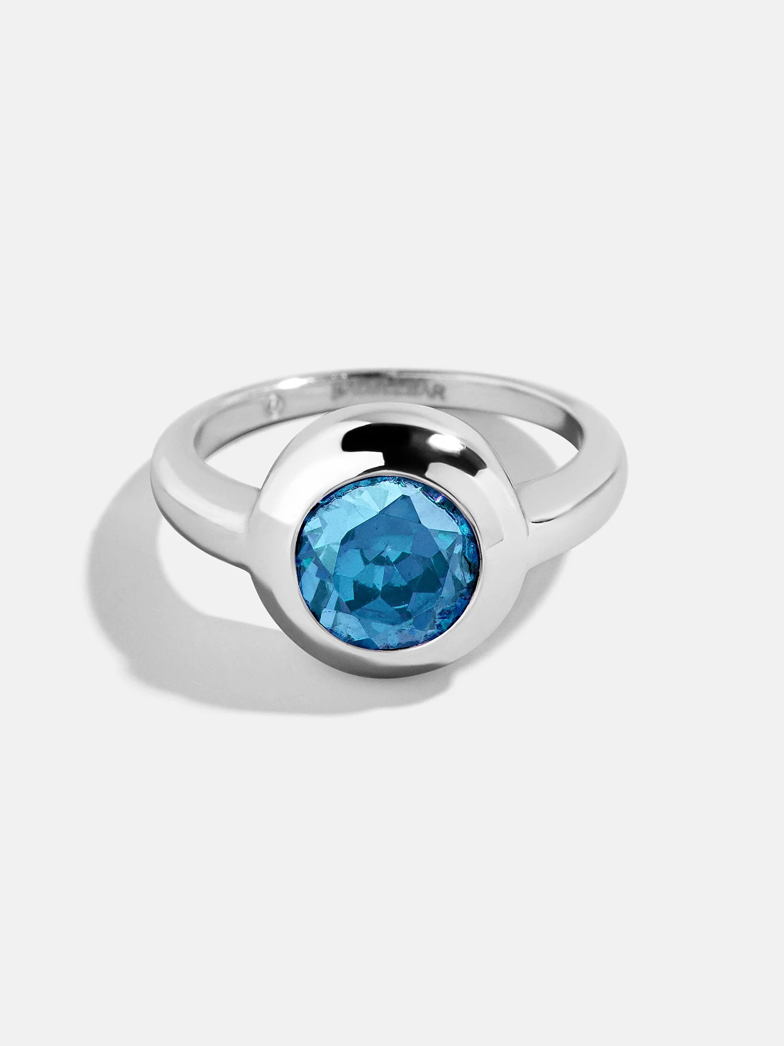 Silver Cubic Zirconia Custom Birthstone Ring - Blue Zircon - Image 7