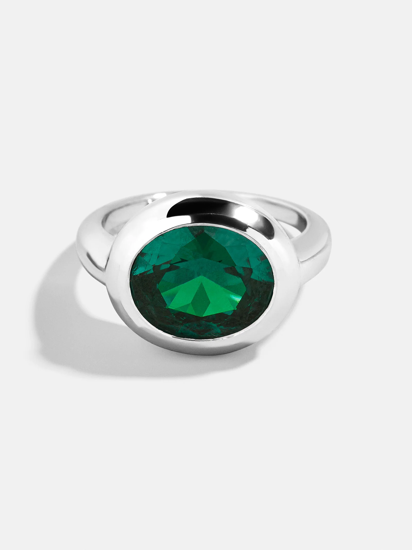 Silver Cubic Zirconia Custom Birthstone Ring - Emerald