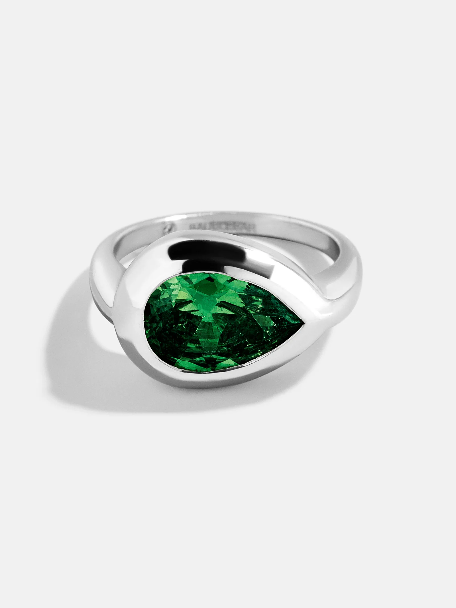 Silver Cubic Zirconia Custom Birthstone Ring - Emerald - Image 3