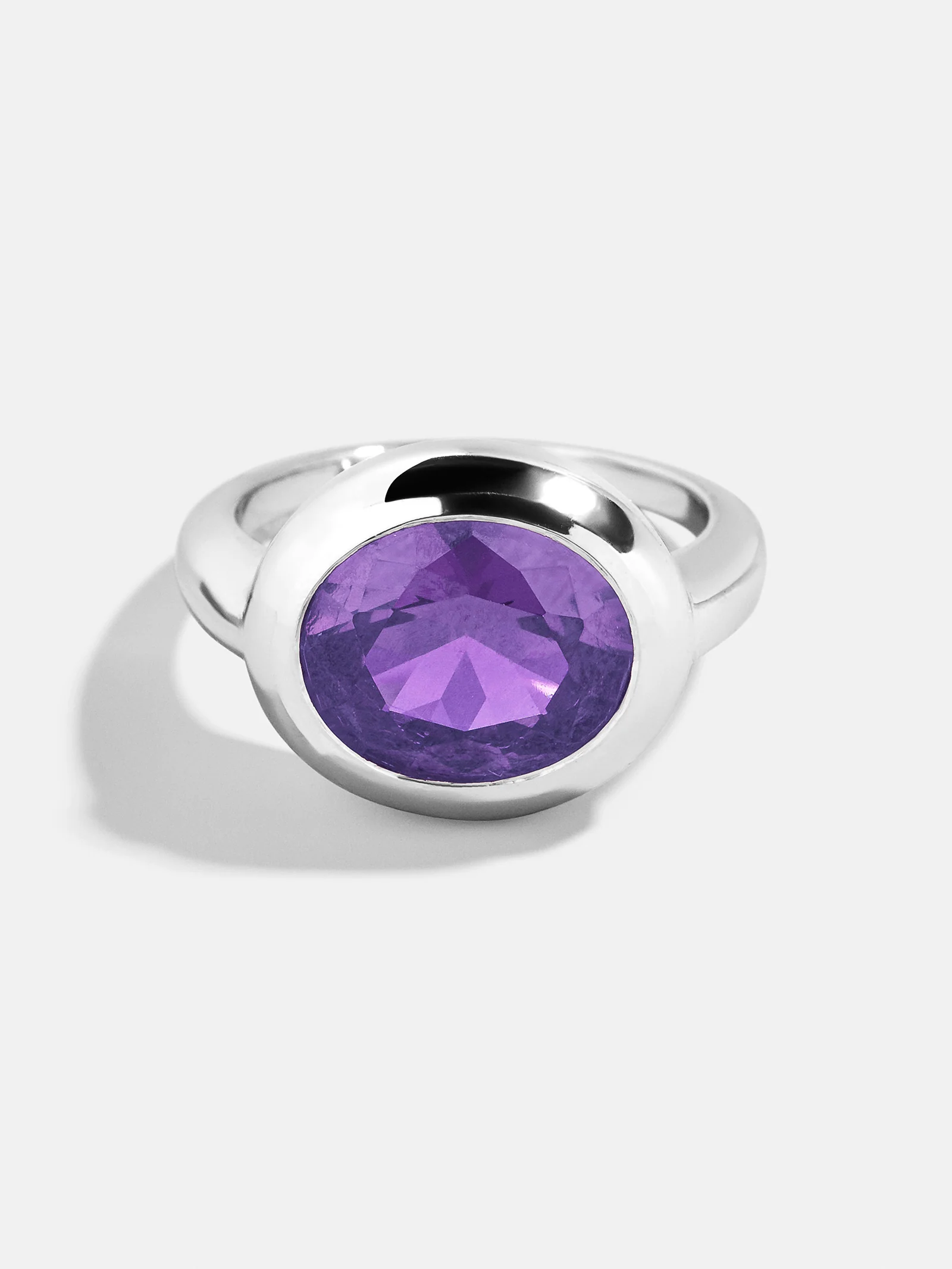 Silver Cubic Zirconia Custom Birthstone Ring - Light Amethyst