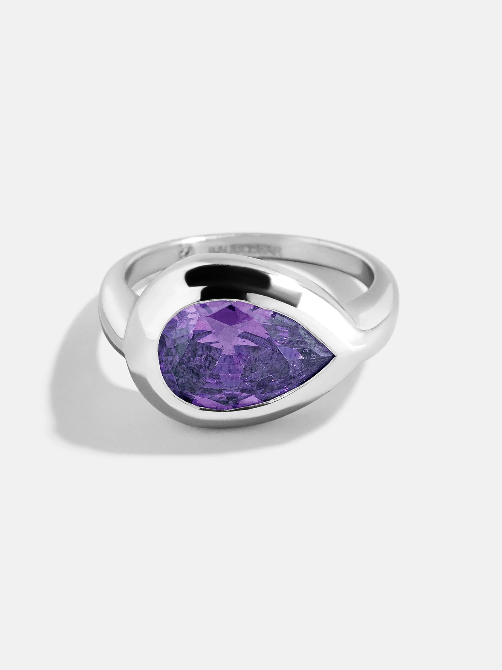 Silver Cubic Zirconia Custom Birthstone Ring - Light Amethyst - Image 3