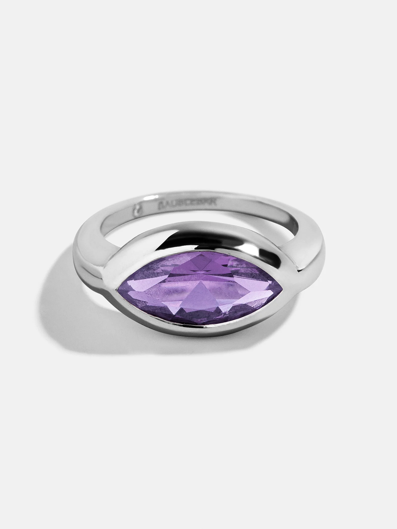 Silver Cubic Zirconia Custom Birthstone Ring - Light Amethyst - Image 5
