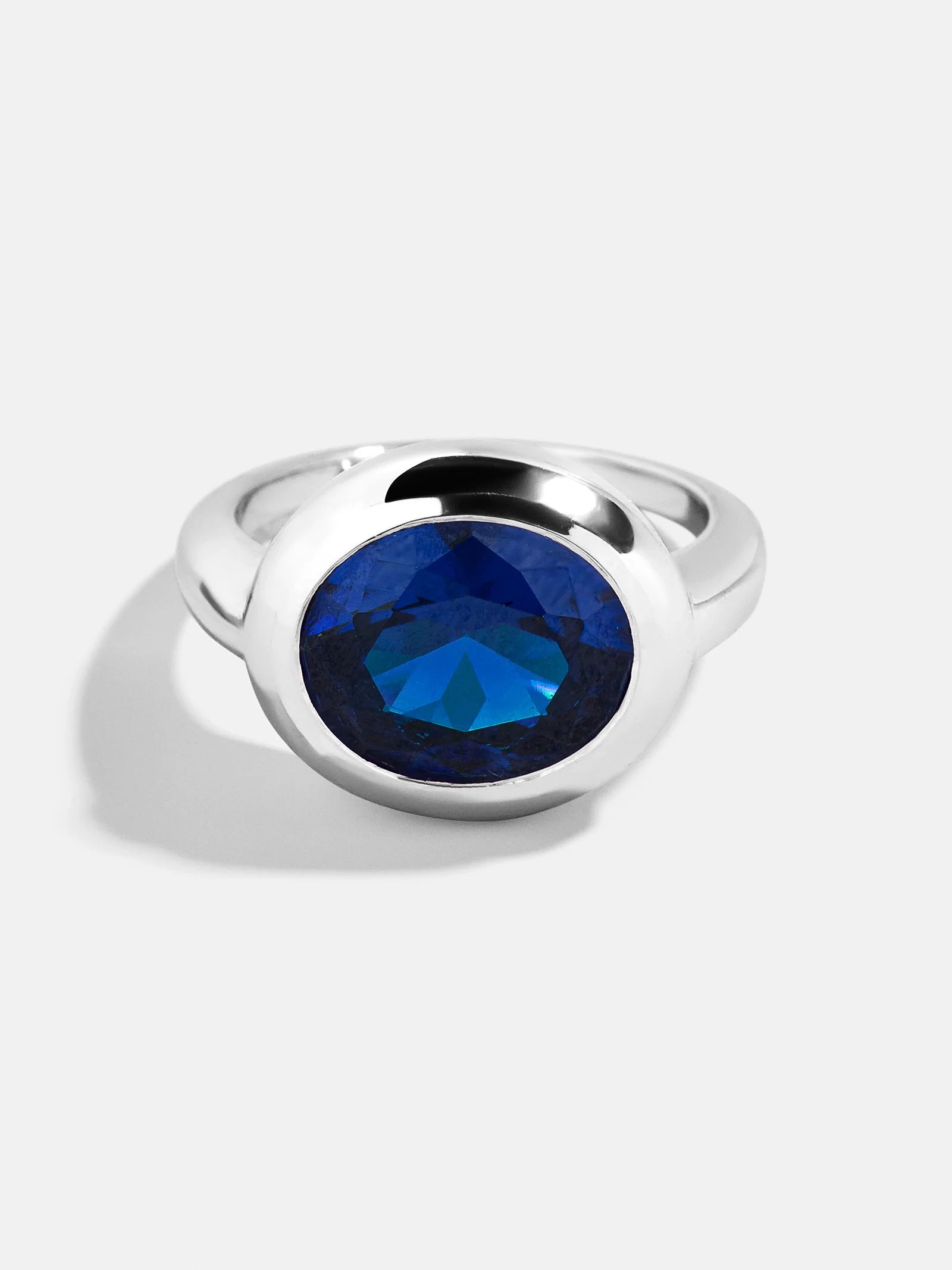 Silver Cubic Zirconia Custom Birthstone Ring - Sapphire
