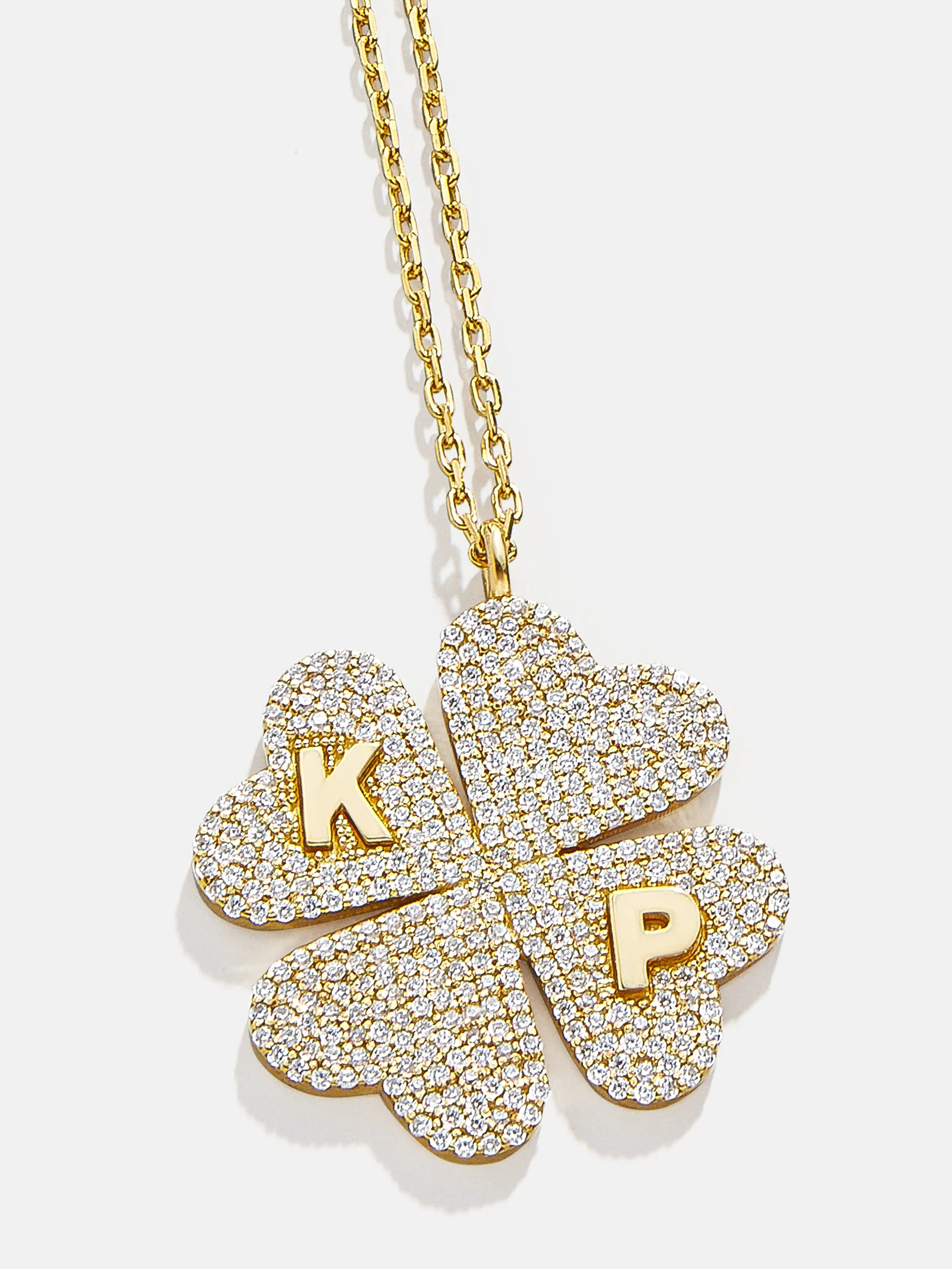 Clover 14K Gold Custom Pendant Necklace - 14K Gold. Pavé Cubic Zirconia Stones - Image 4