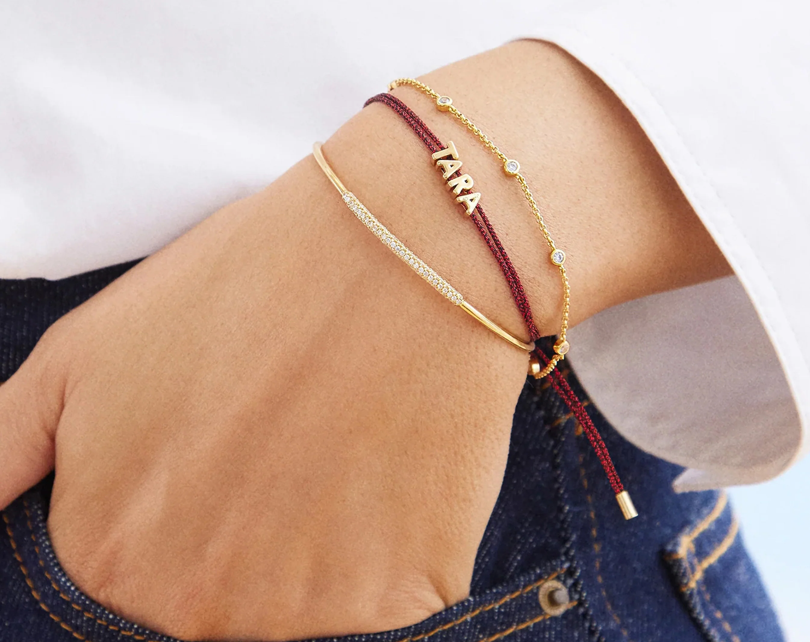 Custom Cord Bracelet - Metallic Red - Image 4