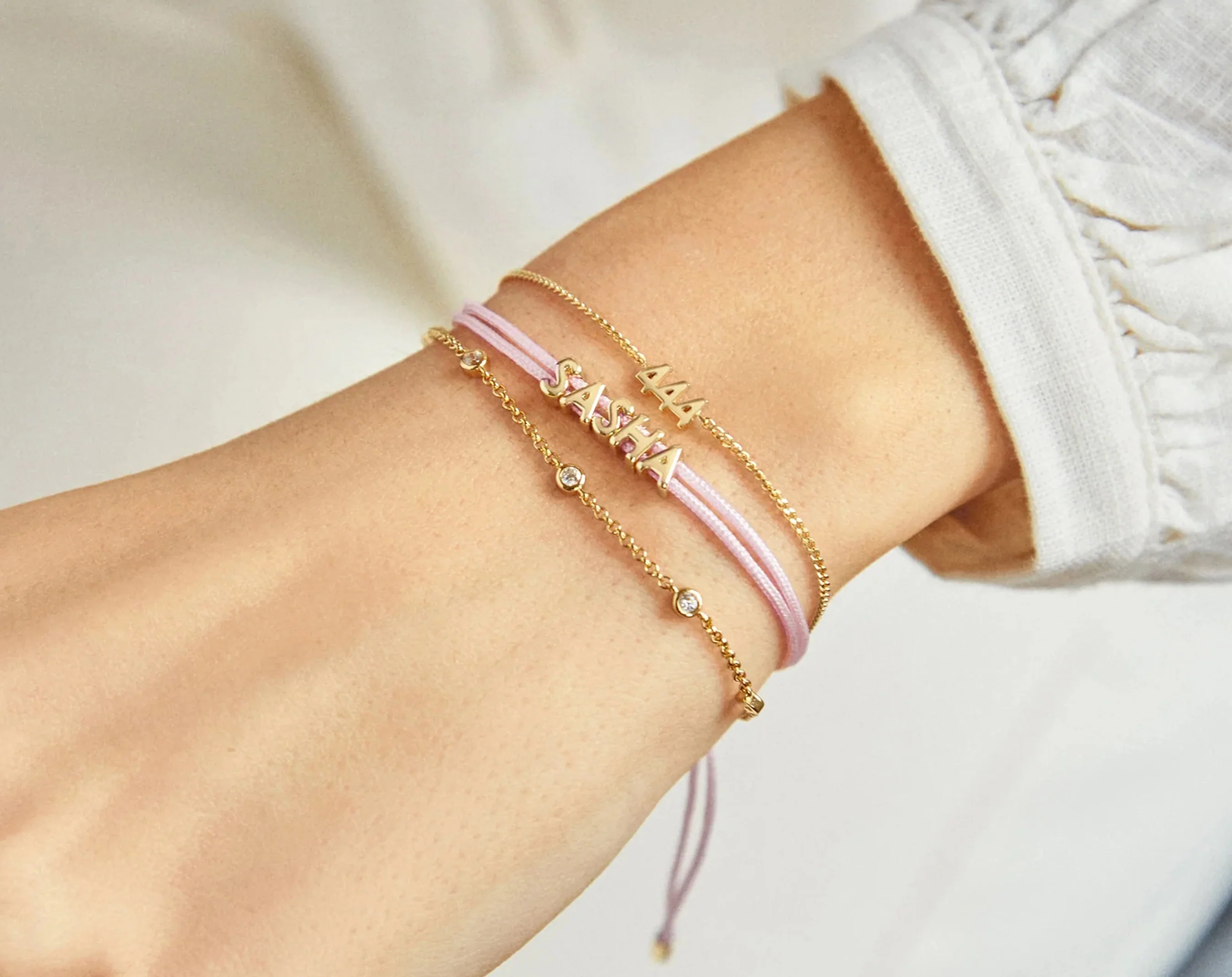 Custom Cord Bracelet - Soft Pink - Image 4