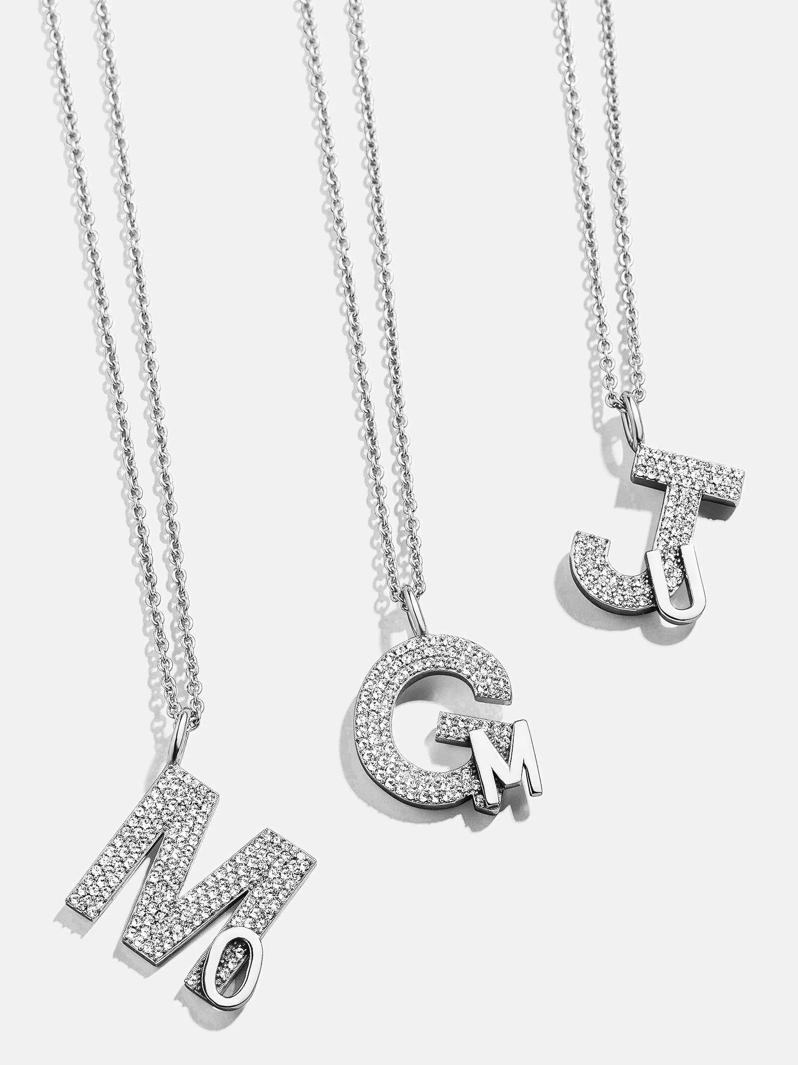 Double Initial Custom Necklace - Pavé/Silver
