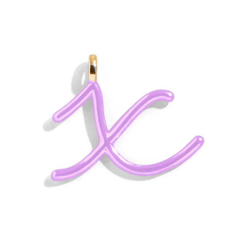 Custom Lilac Enamel Script Letter Charm - X