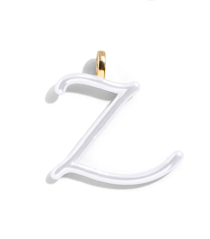 Custom Pure White Enamel Script Letter Charm - Z