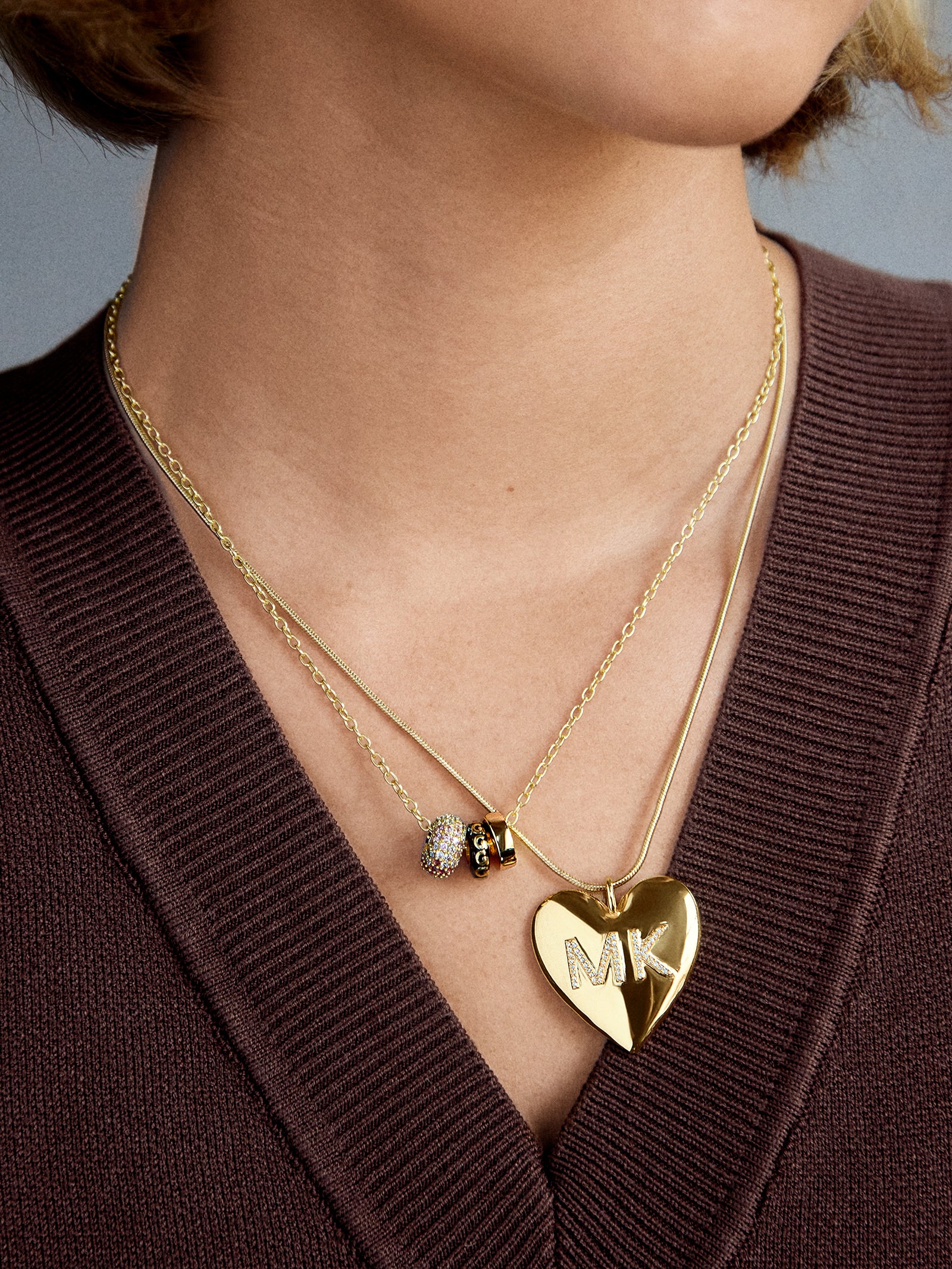 Millie Bubble Heart Custom Initial Necklace - Bright Green - Image 2