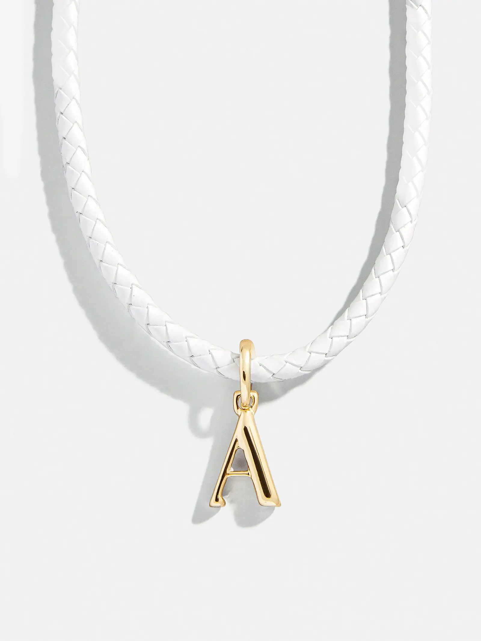 Leather Cord Initial Necklace - White