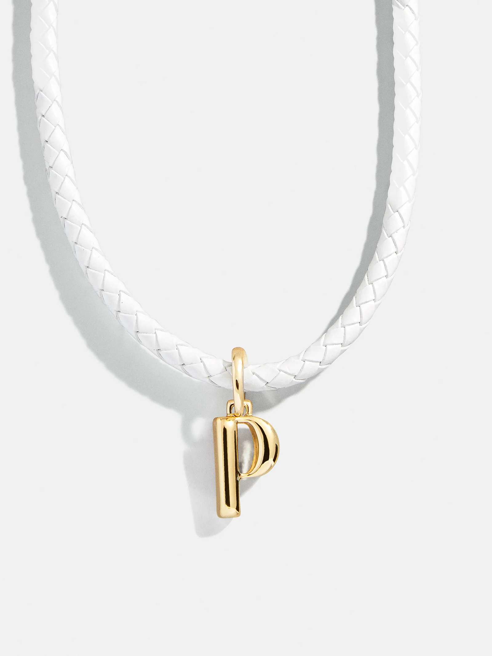 Leather Cord Initial Necklace - White - Image 18