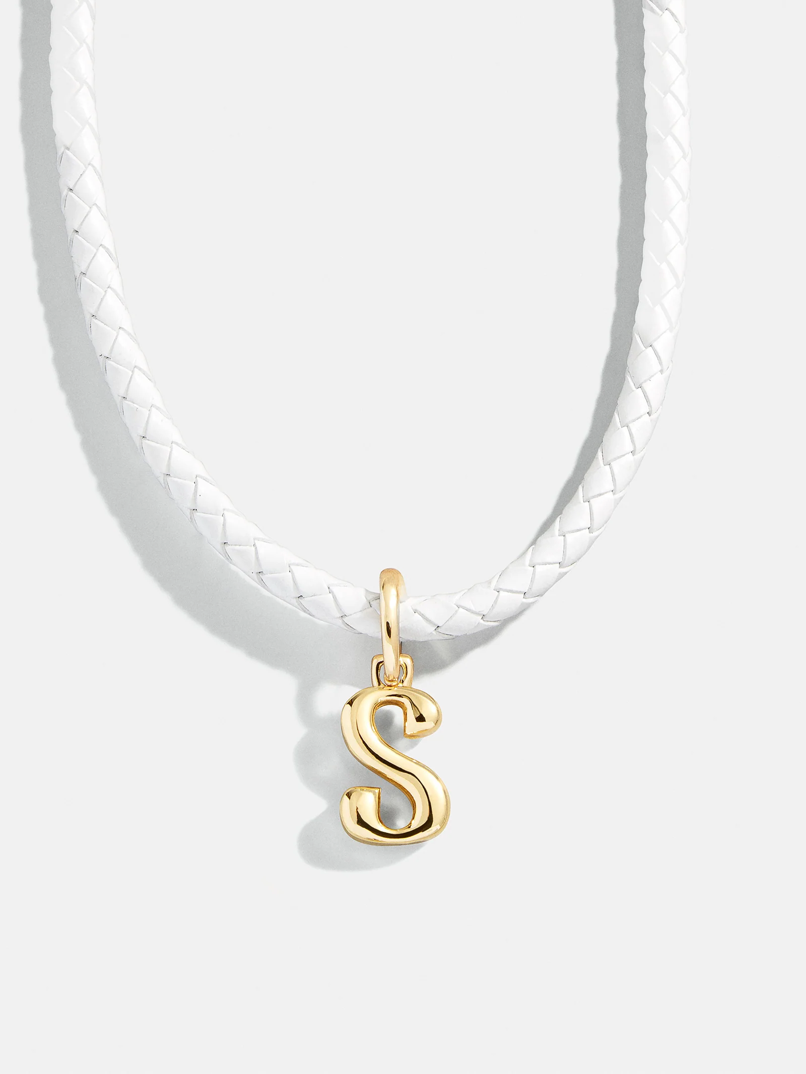 Leather Cord Initial Necklace - White - Image 20