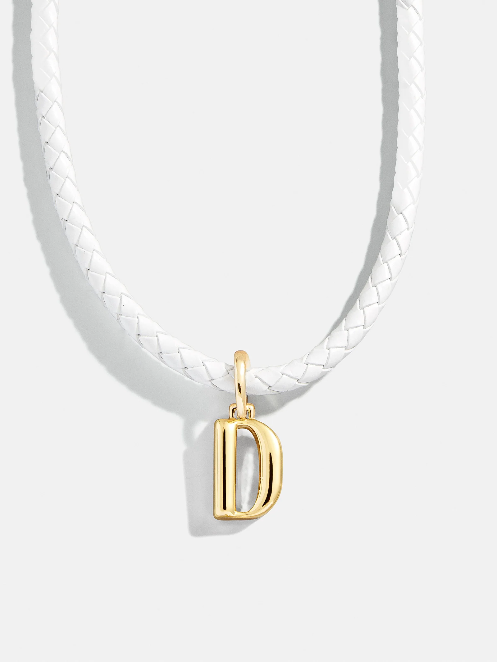 Leather Cord Initial Necklace - White - Image 6