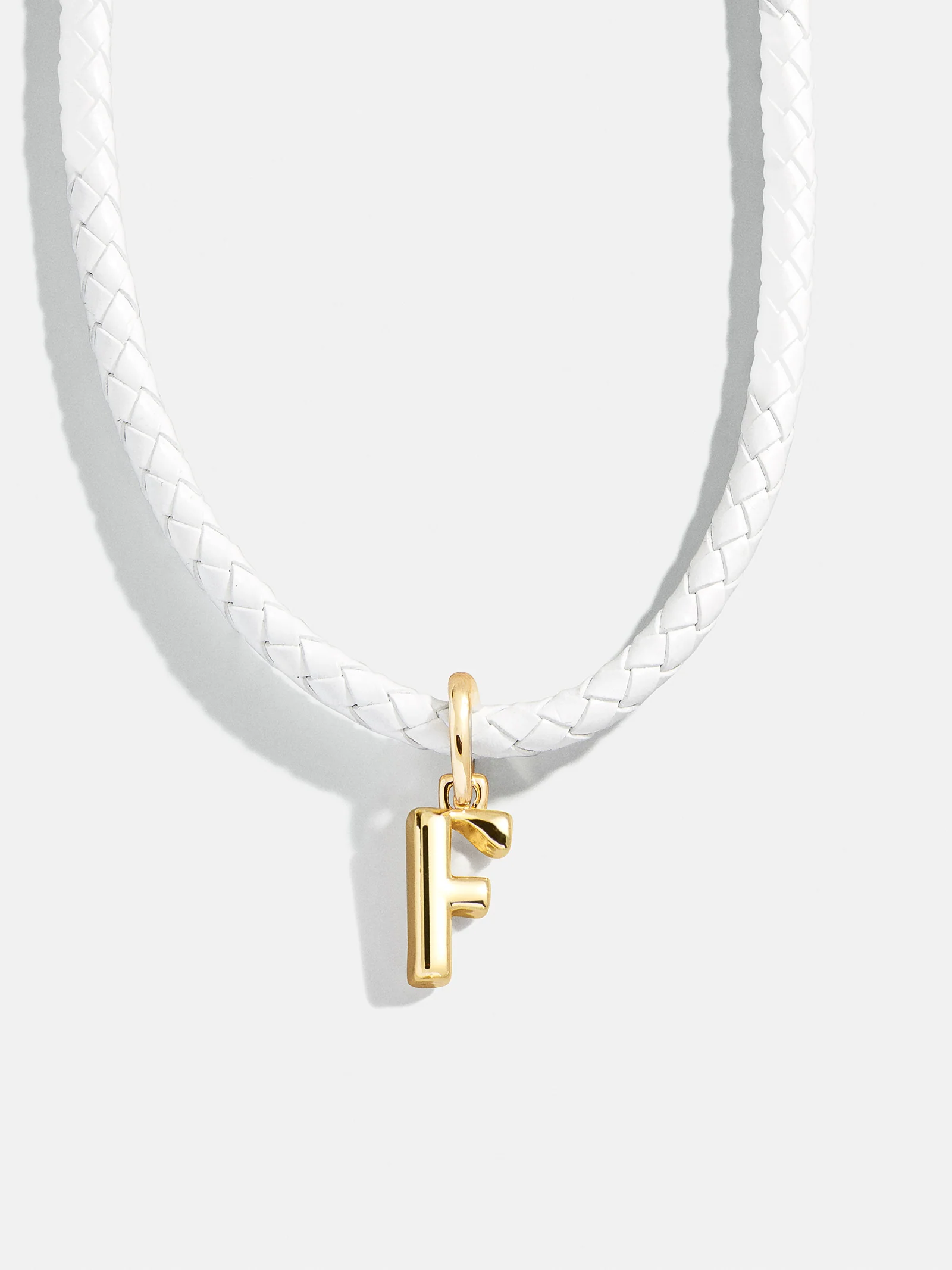 Leather Cord Initial Necklace - White - Image 8