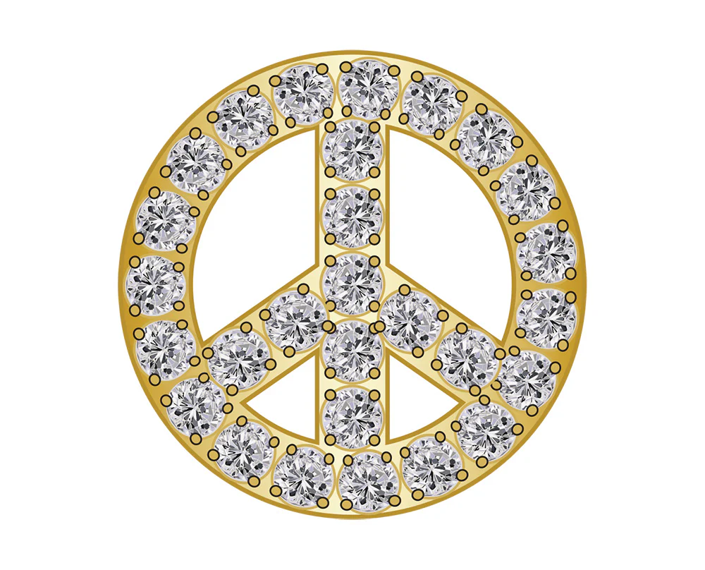Mini Peace Icon - Clear/Gold