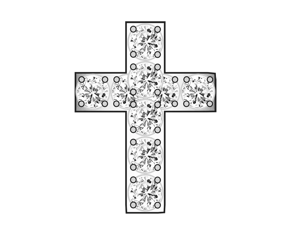 Mini Cross Icon - Clear/Silver