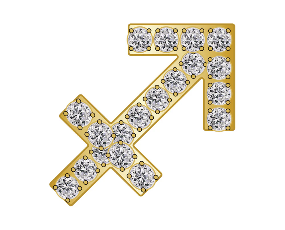 Sagittarius Mini Zodiac Icon - Pavé/Gold