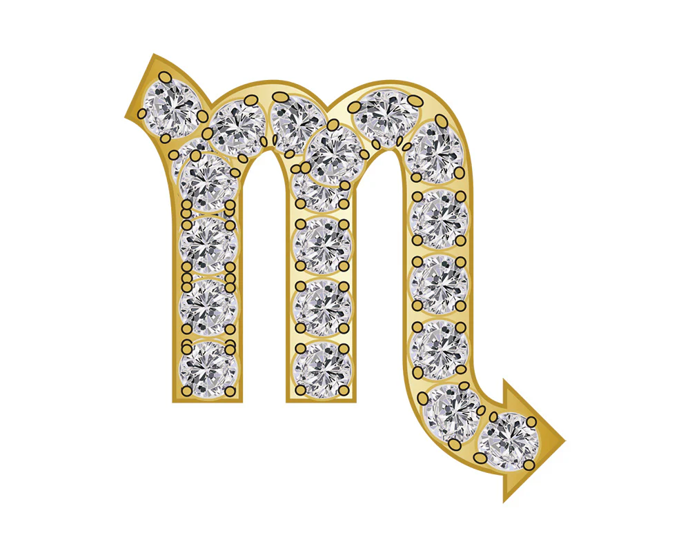Scorpio Mini Zodiac Icon - Pavé/Gold
