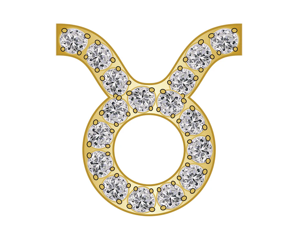 Taurus Mini Zodiac Icon - Pavé/Gold