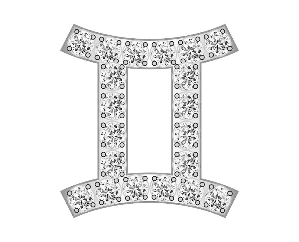 Gemini Mini Zodiac Icon - Pavé/Silver