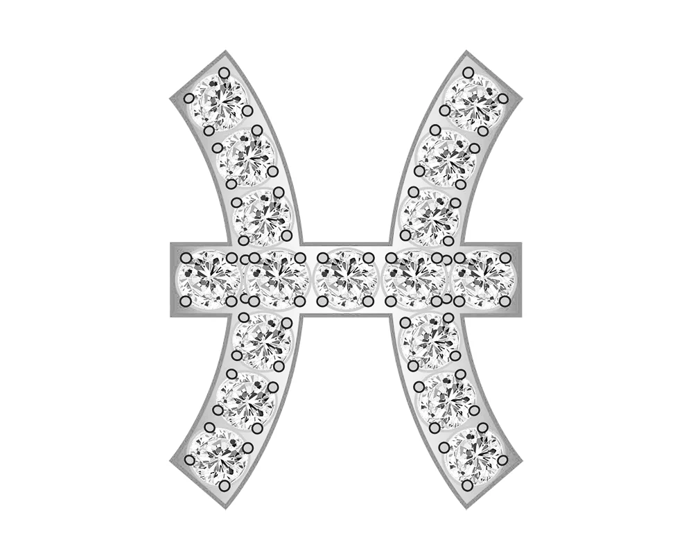 Pisces Mini Zodiac Icon  - Pavé/Silver