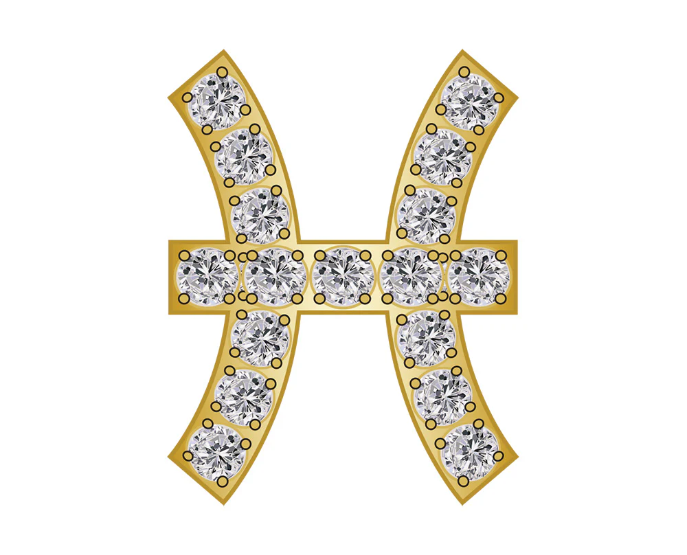 Pisces Zodiac Icon - Pavé Gold