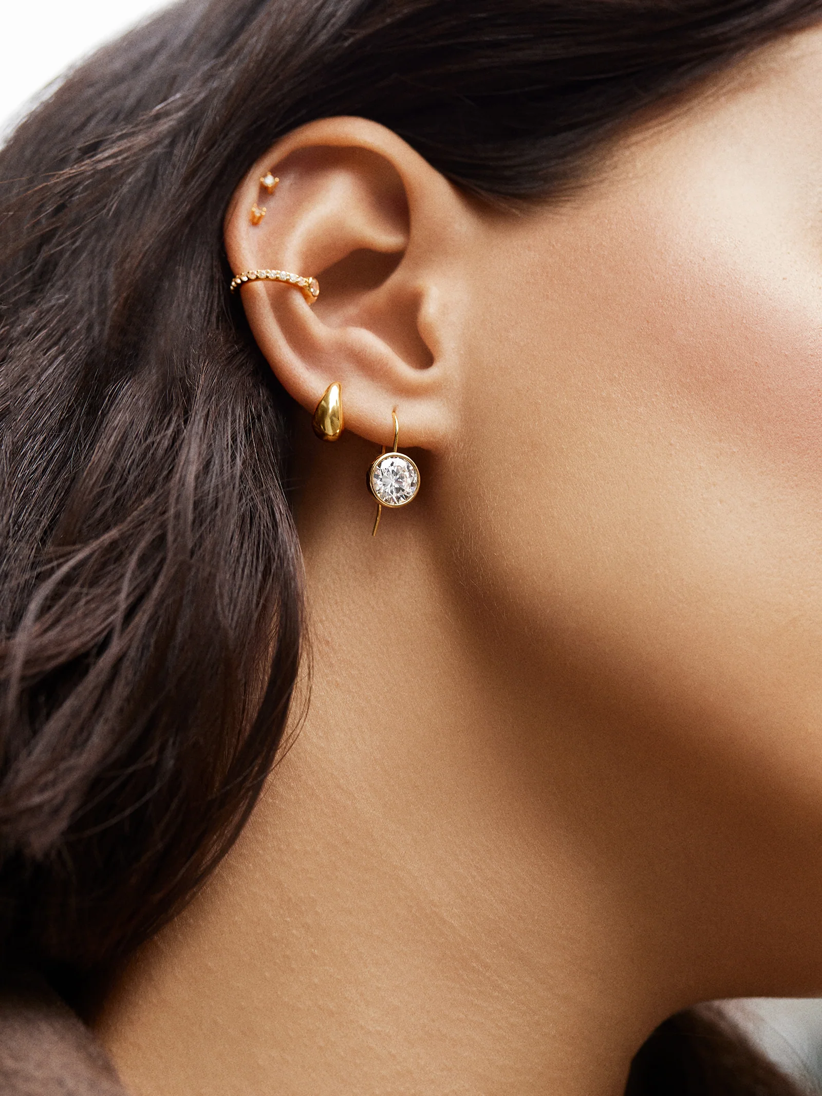 Dani 18K Gold Ear Cuff - Gold/Pavé - Image 2