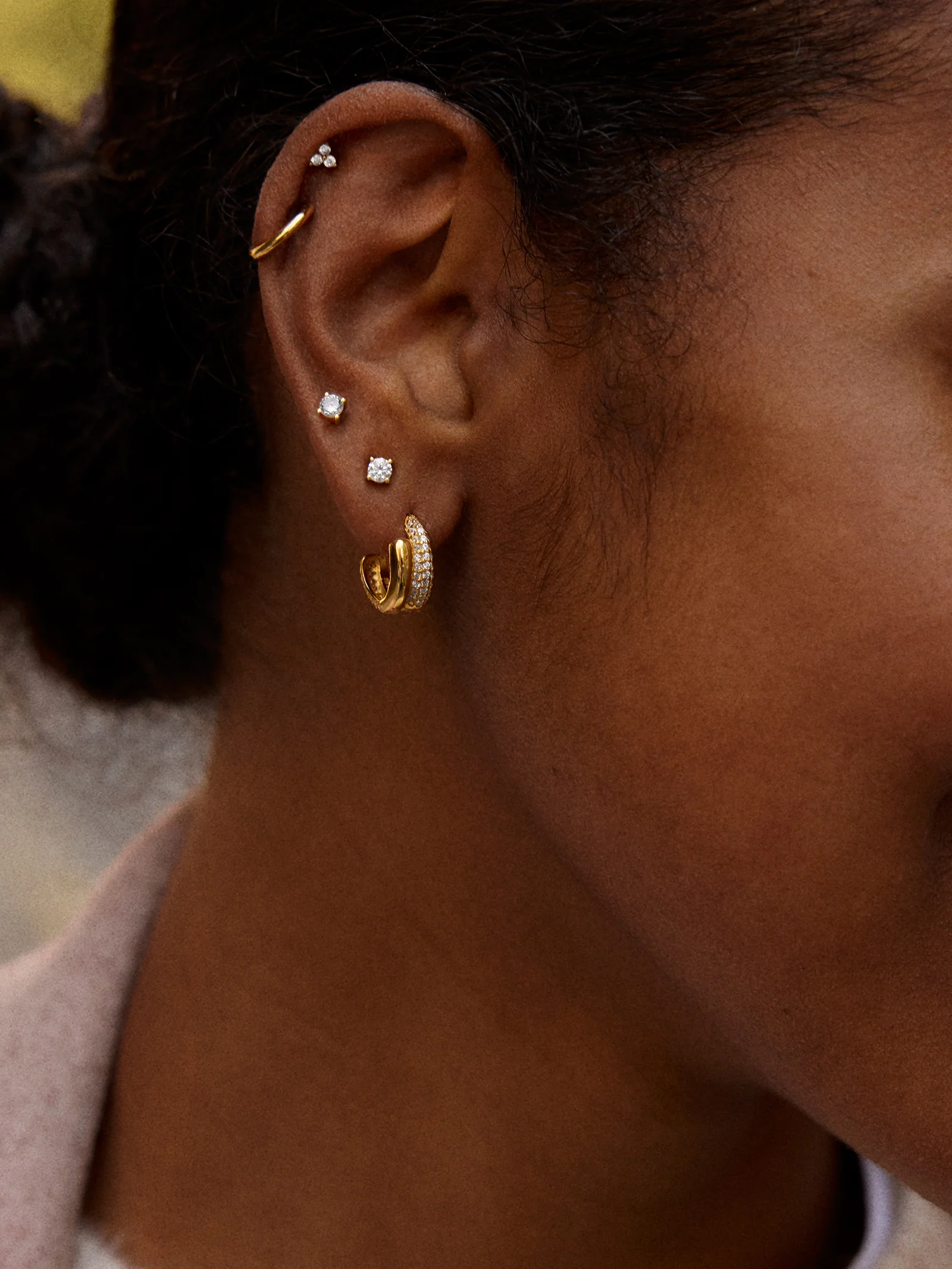 Debra 18K Gold Earrings - 3MM Debra Earring - Image 2